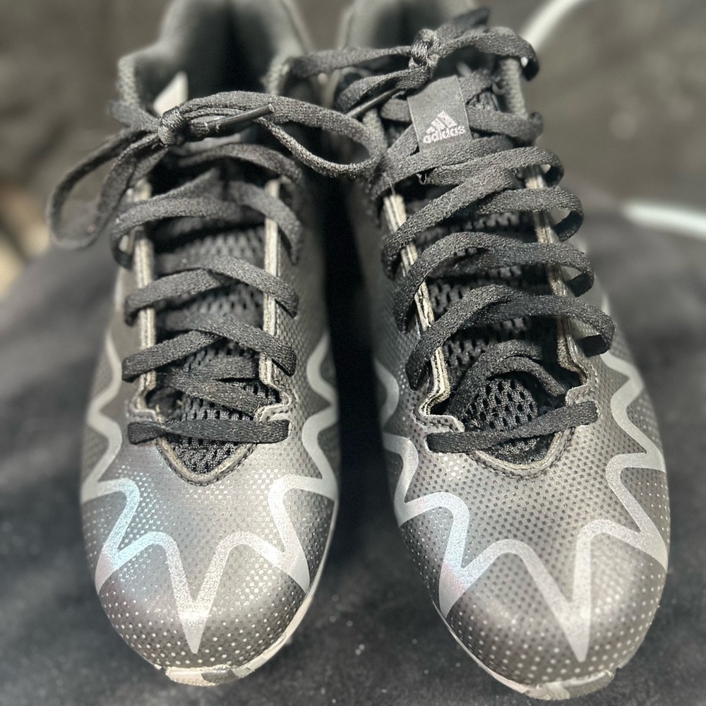 Adidas Black and Silver Sports Cleats